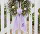 Monogram Wreath Sash Bow for Front Door, Personalized Initial Name, Monogramed Embroidered Ribbon with Adjustable Bow Knot Farmhouse Door Wreath Decor, Gift for Family Friends