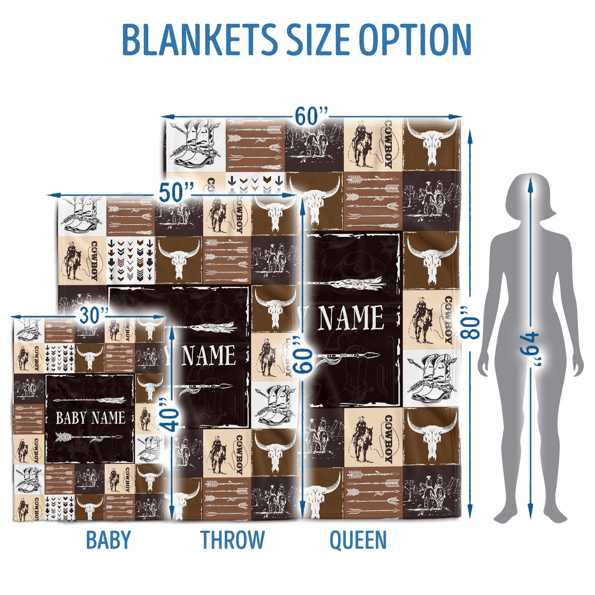 Western Blankets, Personalized Fleece Blankets (design for Tobbie)