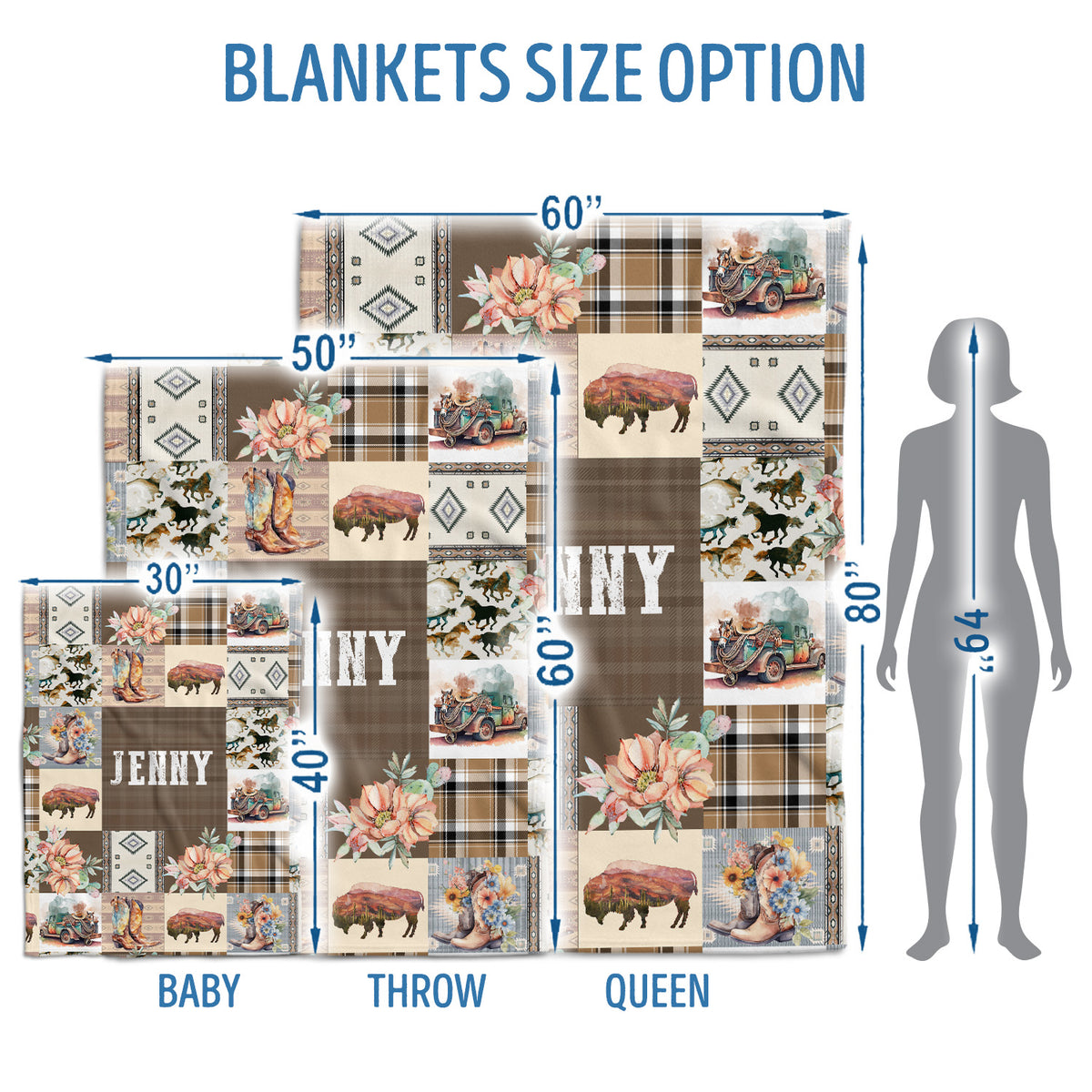 Baby Western Stuffs, Western Baby Blanket, Personalized Baby Blankets for Girls, Cowboy Baby Blanket Name, Custom Name Baby Blankets Girl, Swaddle Blanket with Cow Prints for Crib Stroller Bed Travel