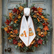 Fall Wreath Sash Bow, Personalized Initial Wreath Sashes 54x5 in, Autumn Wreath Ribbon for Front Door, Monogram Garland Accessories, Farmhouse Door Wreath Decor, Pumpkins Monogram Embroidered Sash