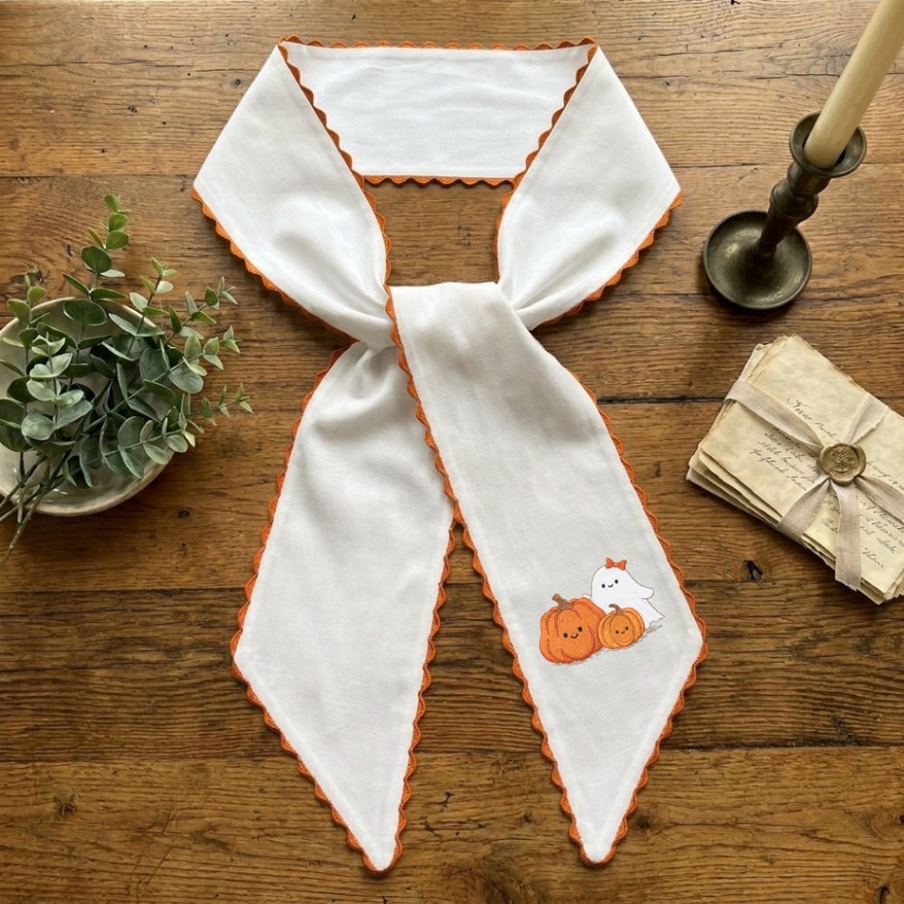 Fall Wreath Sash Bow Embroidered Initials, Personalized Monogram Wreath Sashes 54x5 in, Pumpkins Wreath Ribbon for Front Door, Garland Accessories, Autumn Farmhouse Door Wreath Decor