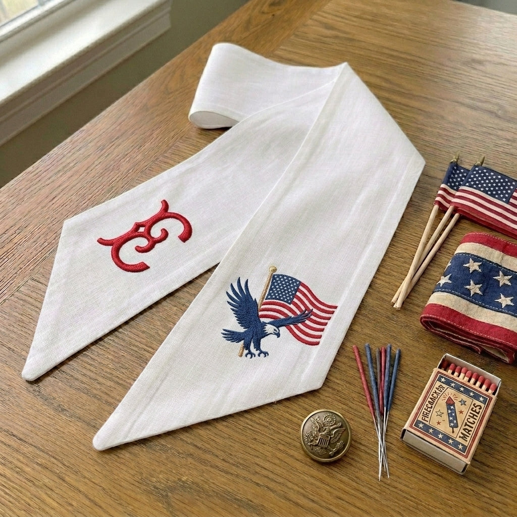 Patriotic Wreath Sash for Front Door, Eagle with US Flag Door Wreath Decor, 54x5 in Personalized Initial Wreath Ribbon, Monogram Embroidered Sash for Holiday, 4th of July Wreath Sashes, Housewarming Gifts