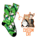 Tropical Green Cat Socks
