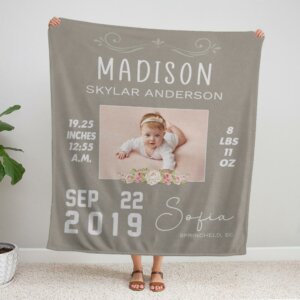 Baby Photo Birth Information Blanket