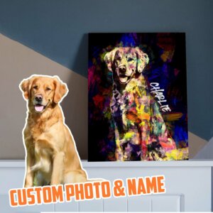 Custom Minimalist Line Art Dog Portrait Painting Canvas