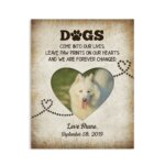Dogs Leave Pawprints On Our Hearts Personalized Canvas