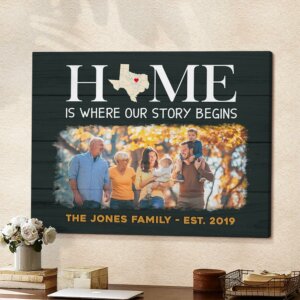 Home Is Where Our Story Begins Personalized Canvas