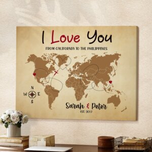 I Love You Map, Long Distance Canvas