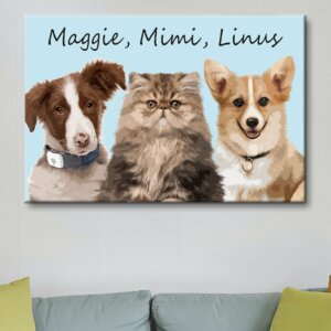 Pets In Our Home Custom Portrait Canvas