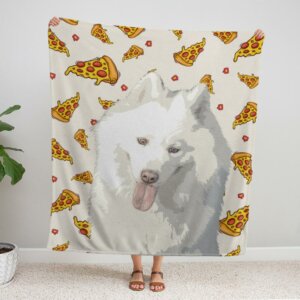 Picture Dog Pizza Pet Photo Blanket