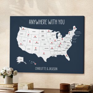 Romantic USA Map Canvas