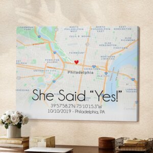 She said Yes, Wedding gift, Wedding anniversary Gift Custom Map Art