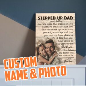 Stepped Up Dad Customized Photo Personalized Canvas