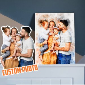 Watercolor Family Portrait From Merging Multiple Photos Canvas