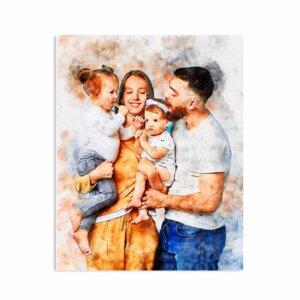 Watercolor Family Portrait From Merging Multiple Photos Canvas