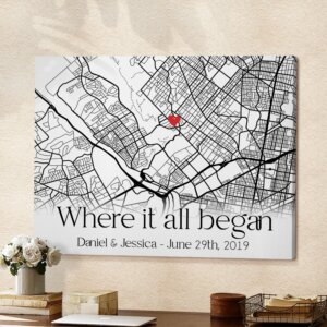 Where It All Began Map Customized Canvas