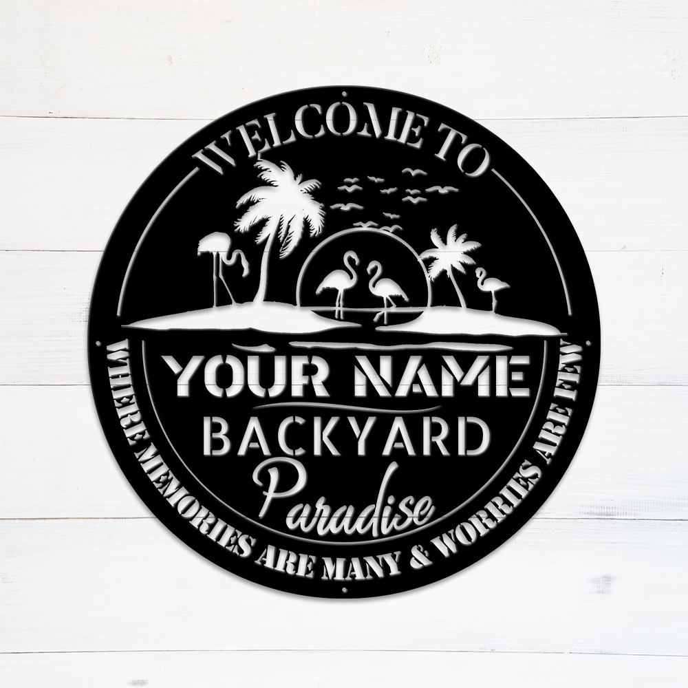 MeMate Backyard Sign Outdoor Decor, Welcome Signs, Flamingo Sign, Personalized  Metal Sign for Backyard, Patio, Custom Name Signs for Garden Porch, Deck,  Large Metal Sign for Outside – MeMate, image size:1000x1000